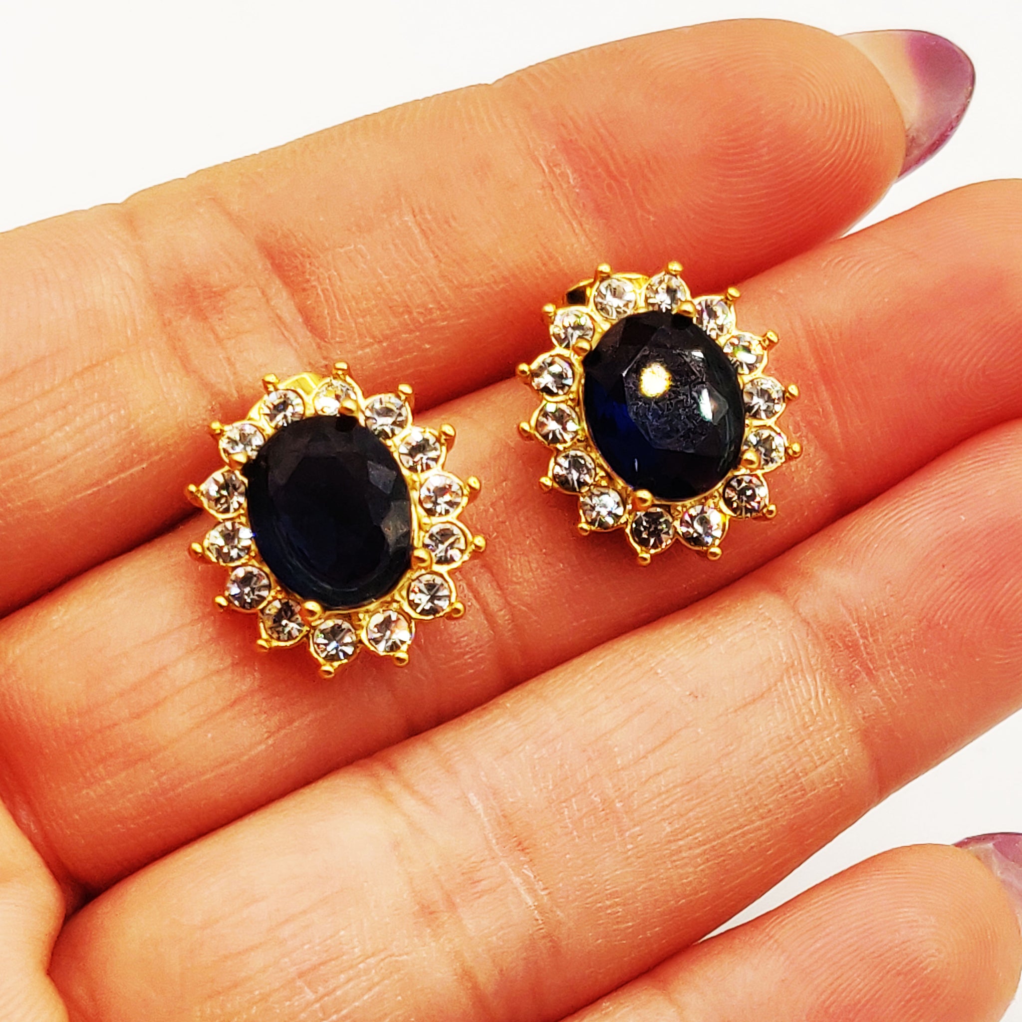 Boucles d'oreilles Grand Soleil Bleu Tour Cristaux Luxe