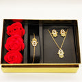 Coffret Collier, Bracelet et Boucles d'oreilles Main de Fatma Cristaux et Roses Rouges
