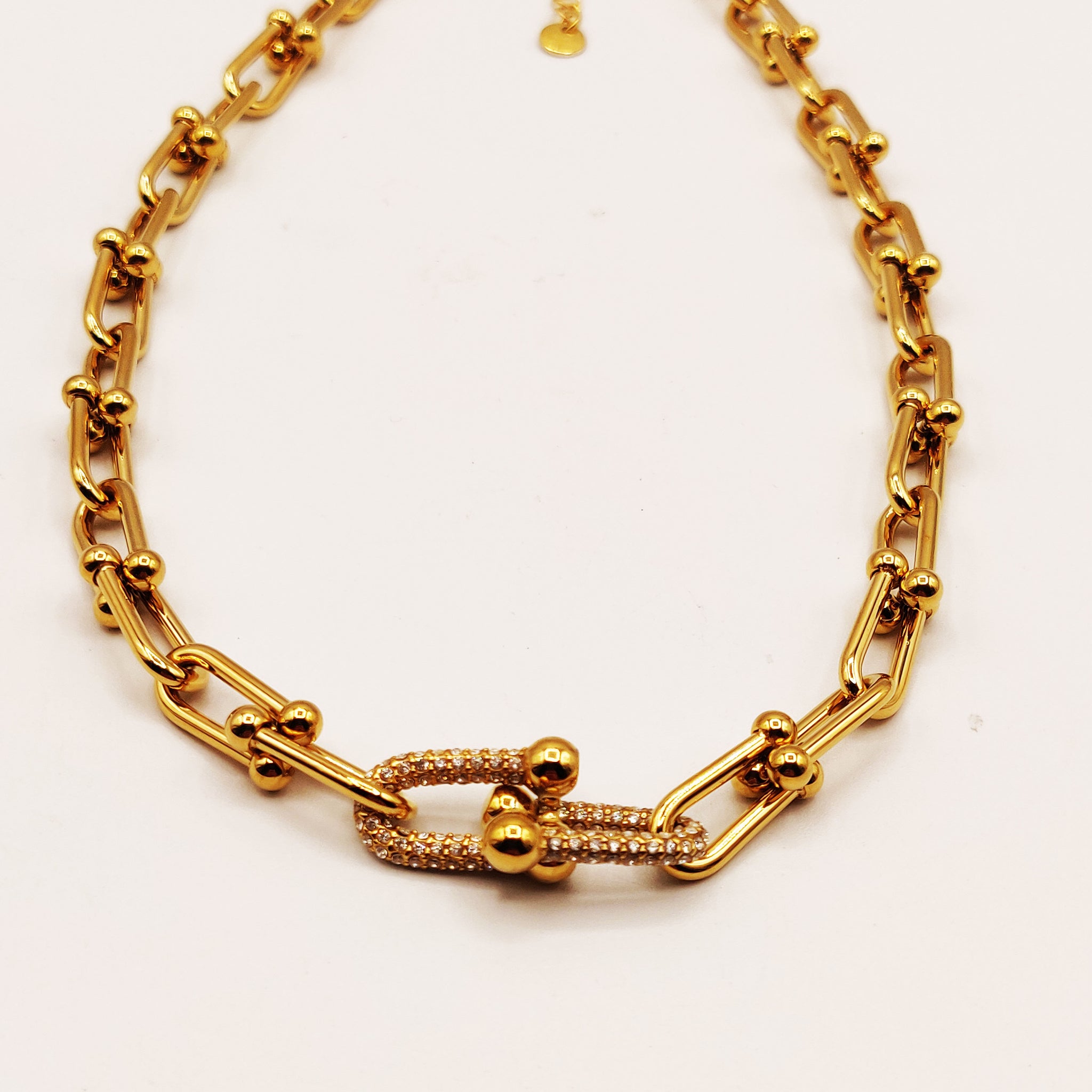 Collier Double Grand T Luxe Cristaux Luxe