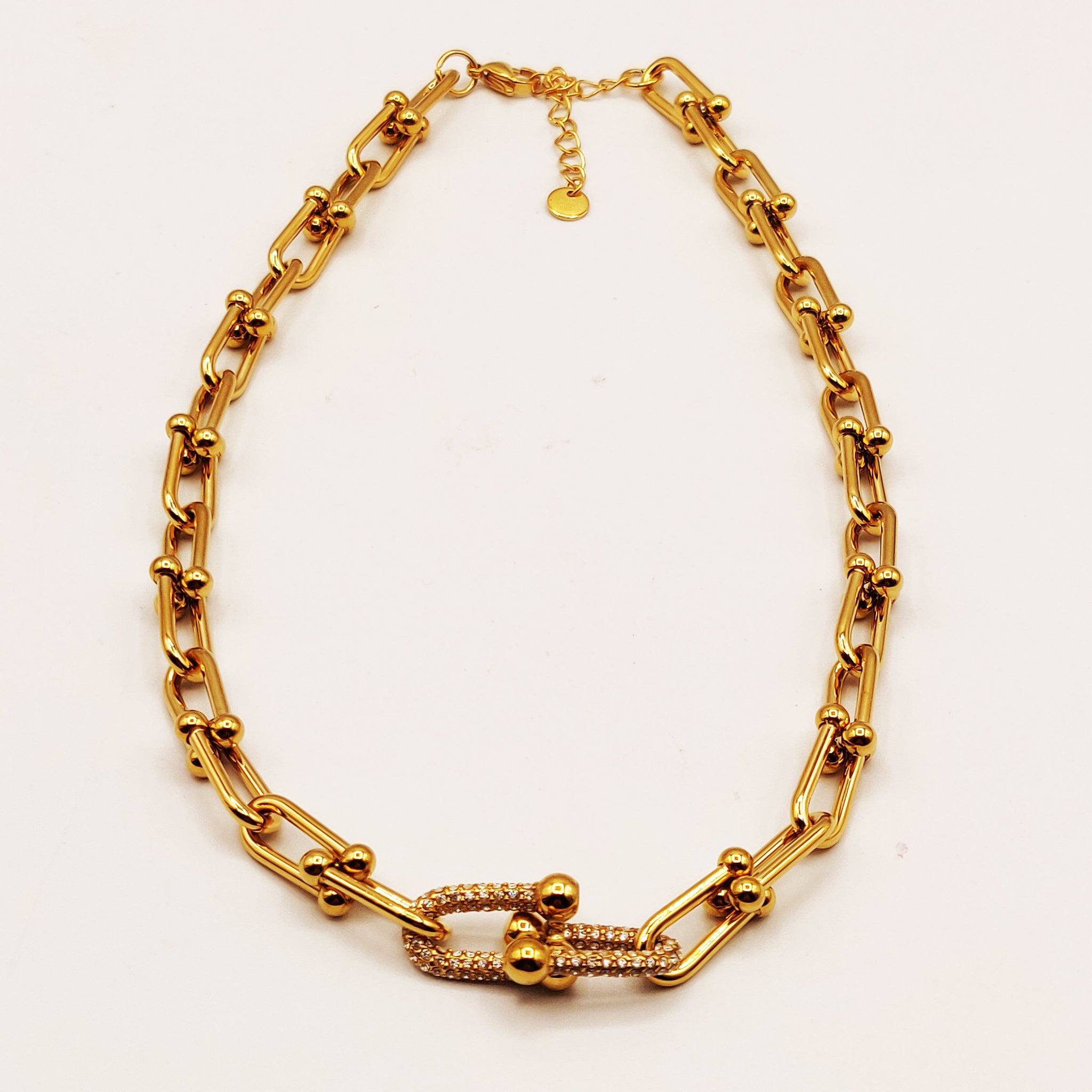 Collier Double Grand T Luxe Cristaux Luxe