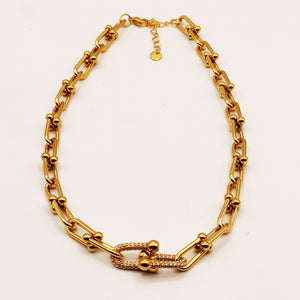 Collier Double Grand T Luxe Cristaux Luxe