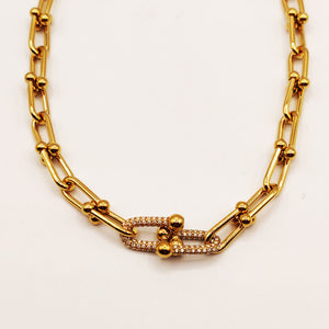 Collier Double Grand T Luxe Cristaux Luxe