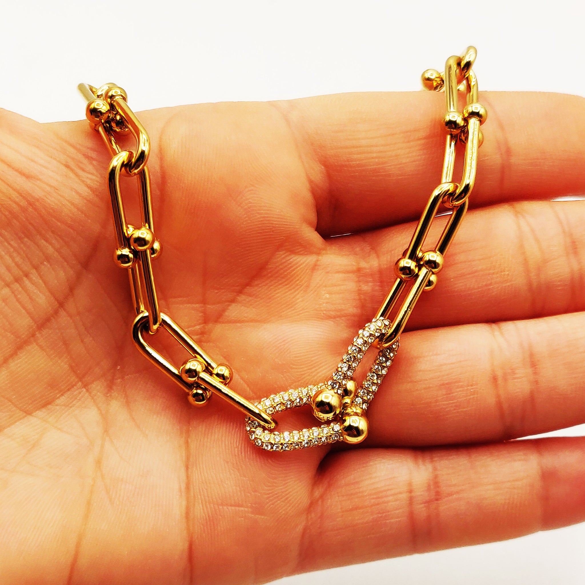 Collier Double Grand T Luxe Cristaux Luxe