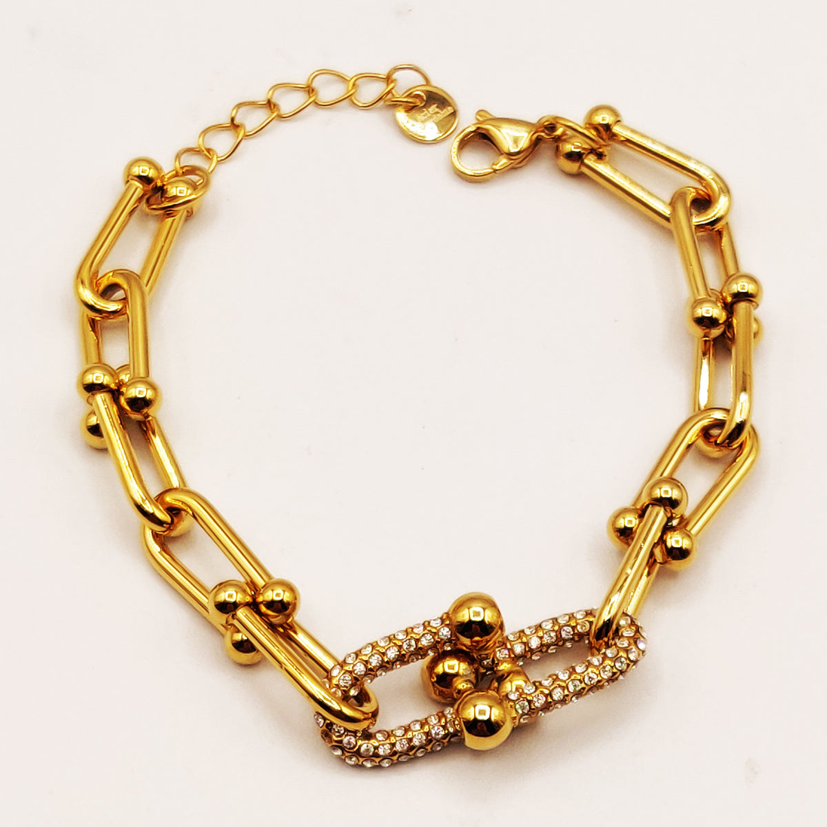 Bracelet Double Grand T Luxe Cristaux Luxe
