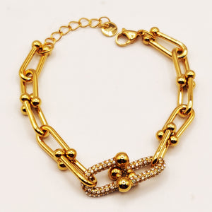 Bracelet Double Grand T Luxe Cristaux Luxe