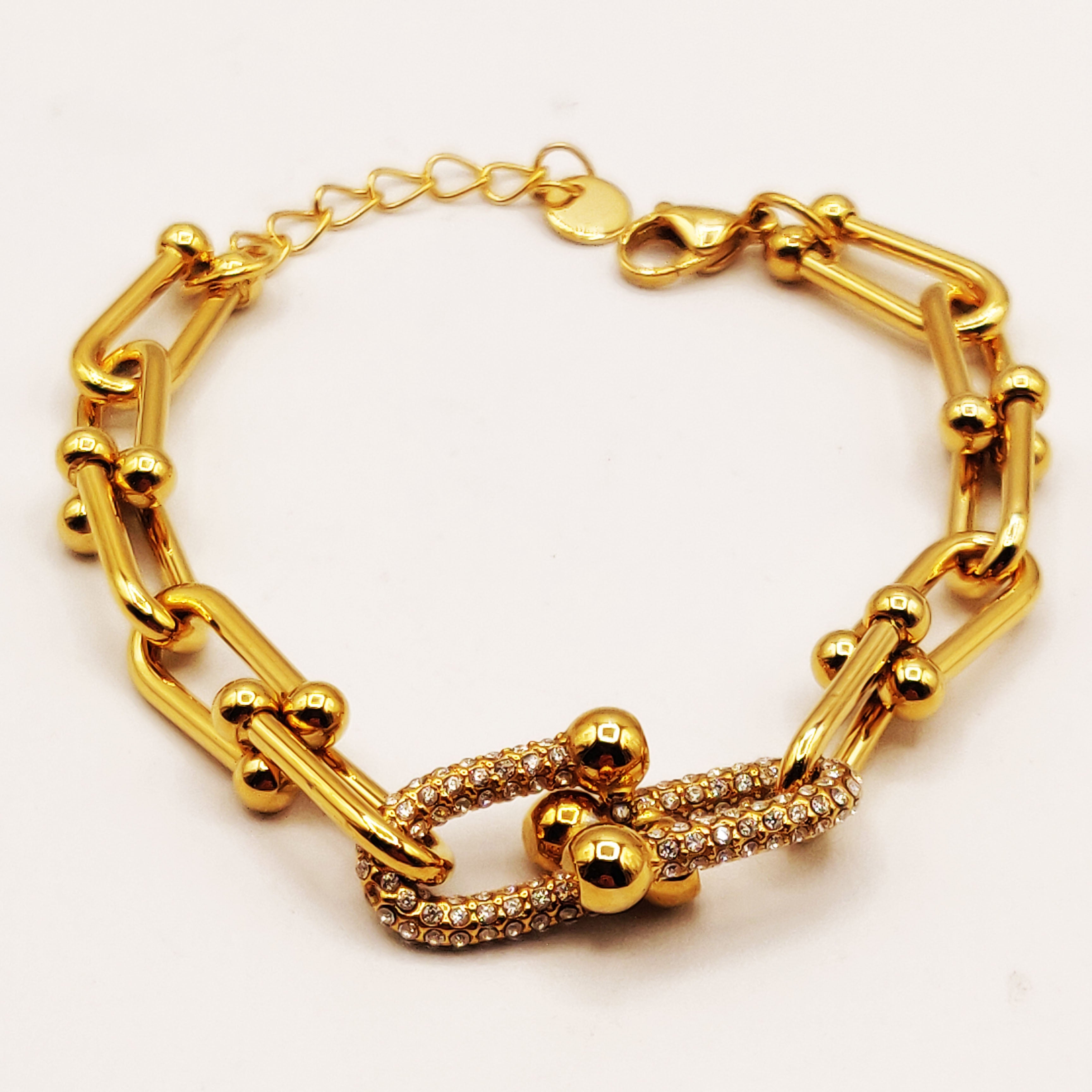 Bracelet Double Grand T Luxe Cristaux Luxe