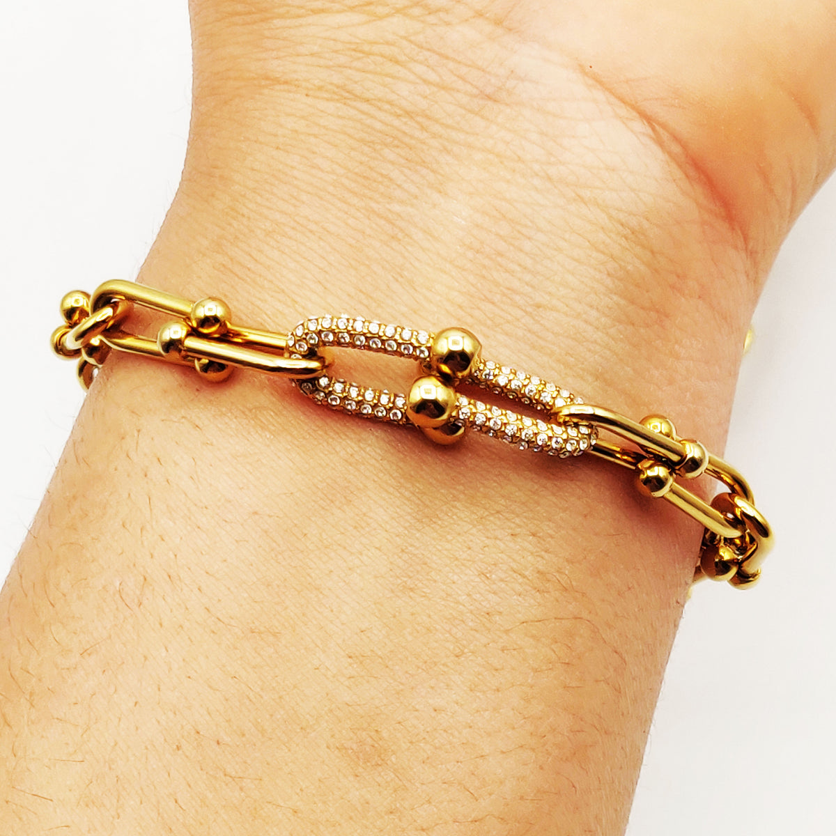 Bracelet Double Grand T Luxe Cristaux Luxe
