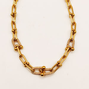 Collier Quadruple Grand T Luxe Cristaux Luxe
