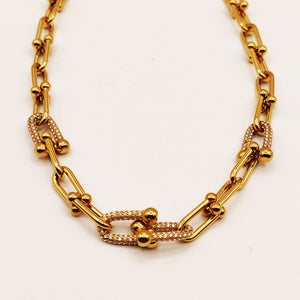 Collier Quadruple Grand T Luxe Cristaux Luxe