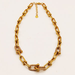 Collier Quadruple Grand T Luxe Cristaux Luxe