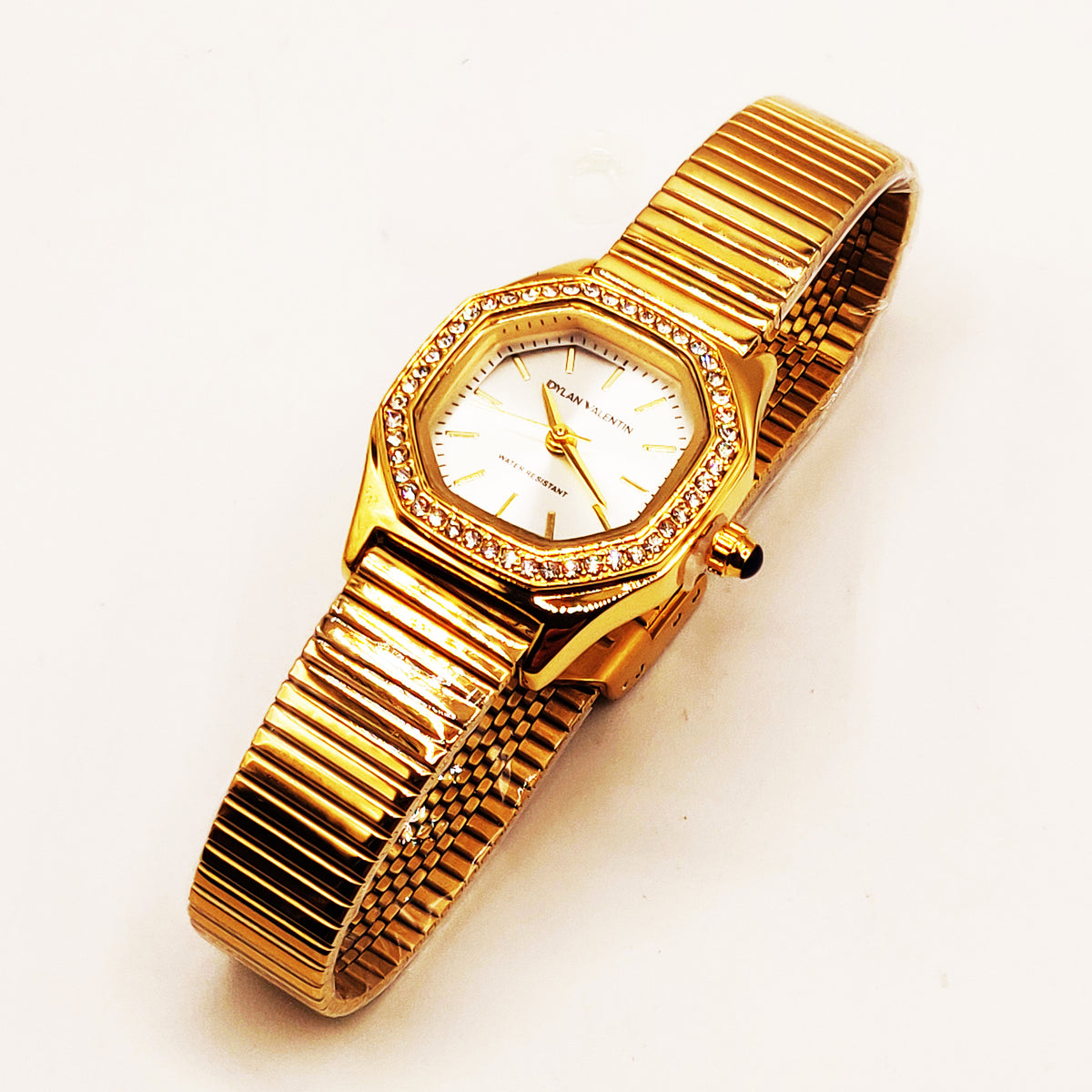 Montre Dylan Valentin DV100228 Bracelet Doré Fond Blanc