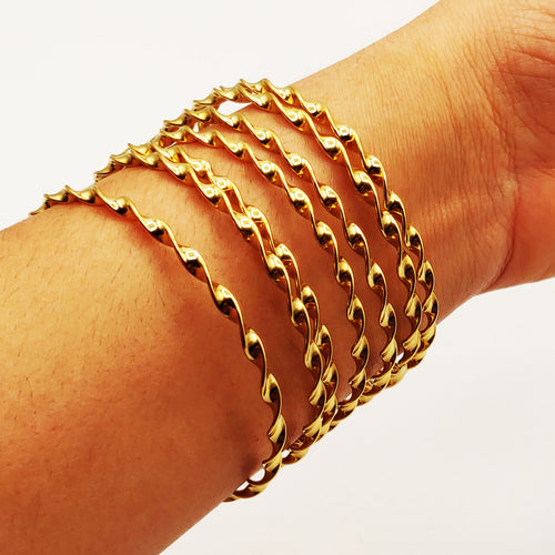 7 Bracelets Rigides Torsadés Luxe