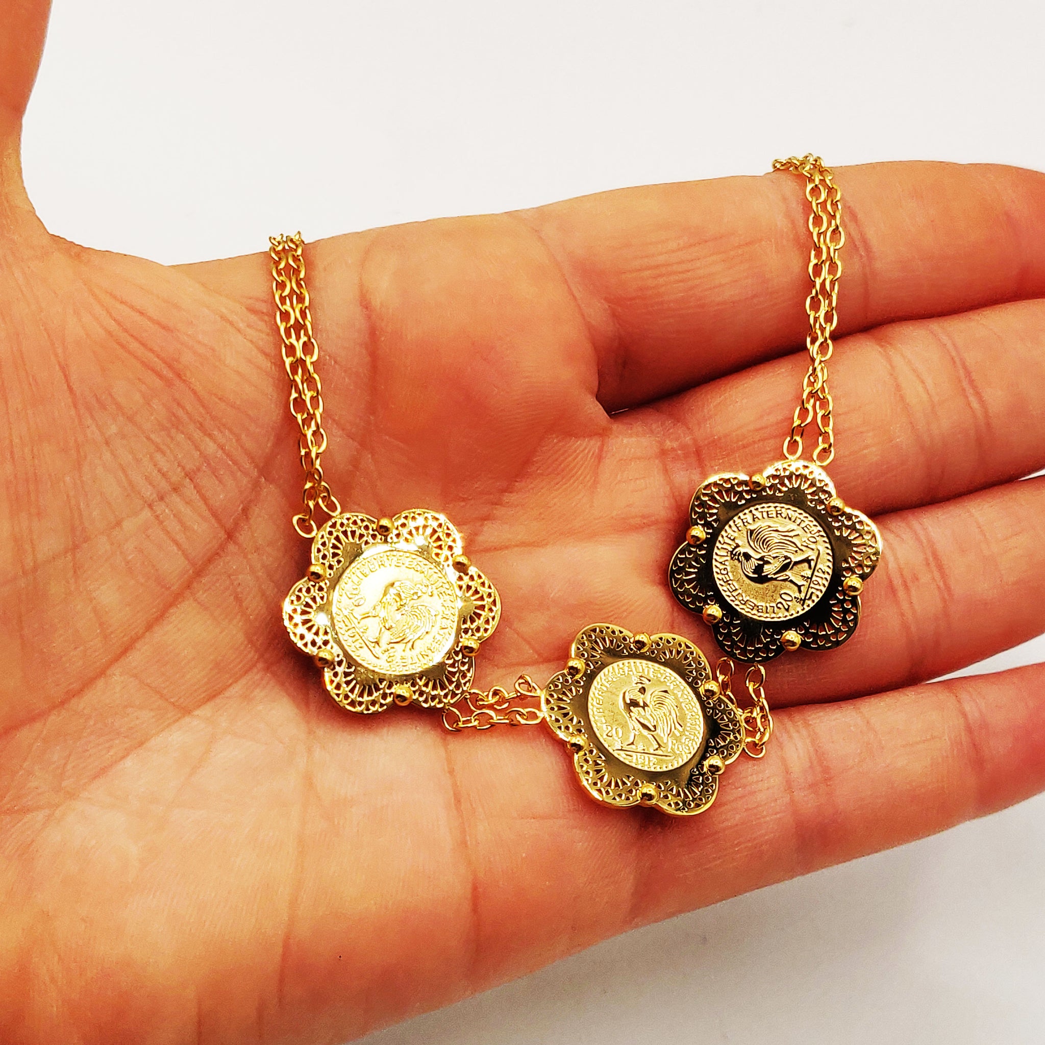 Collier Multi Louise Coq Rosaces Orientales Luxe