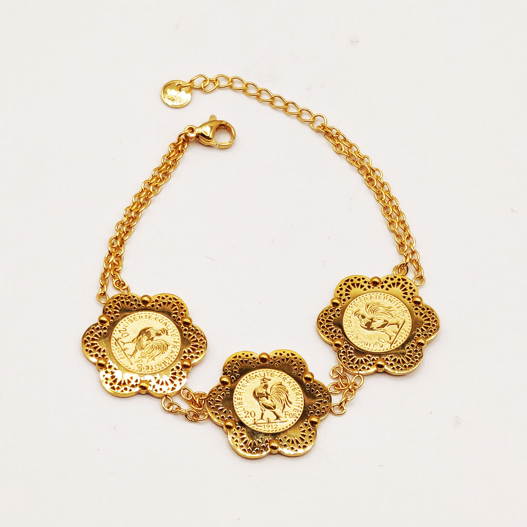 Bracelet Multi Louise Coq Rosaces Orientales Luxe
