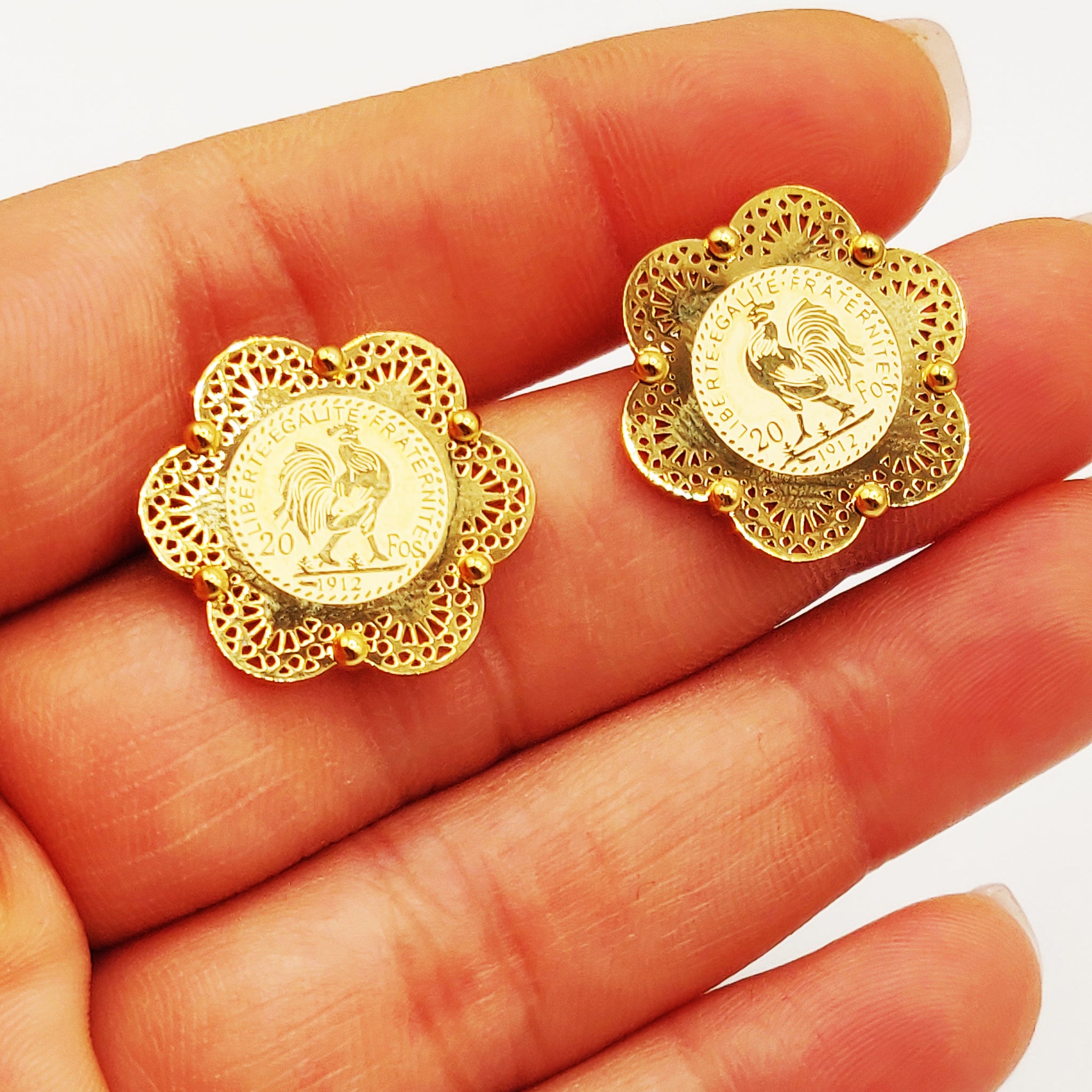 Boucles d'oreilles Multi Louise Coq Rosaces Orientales Luxe