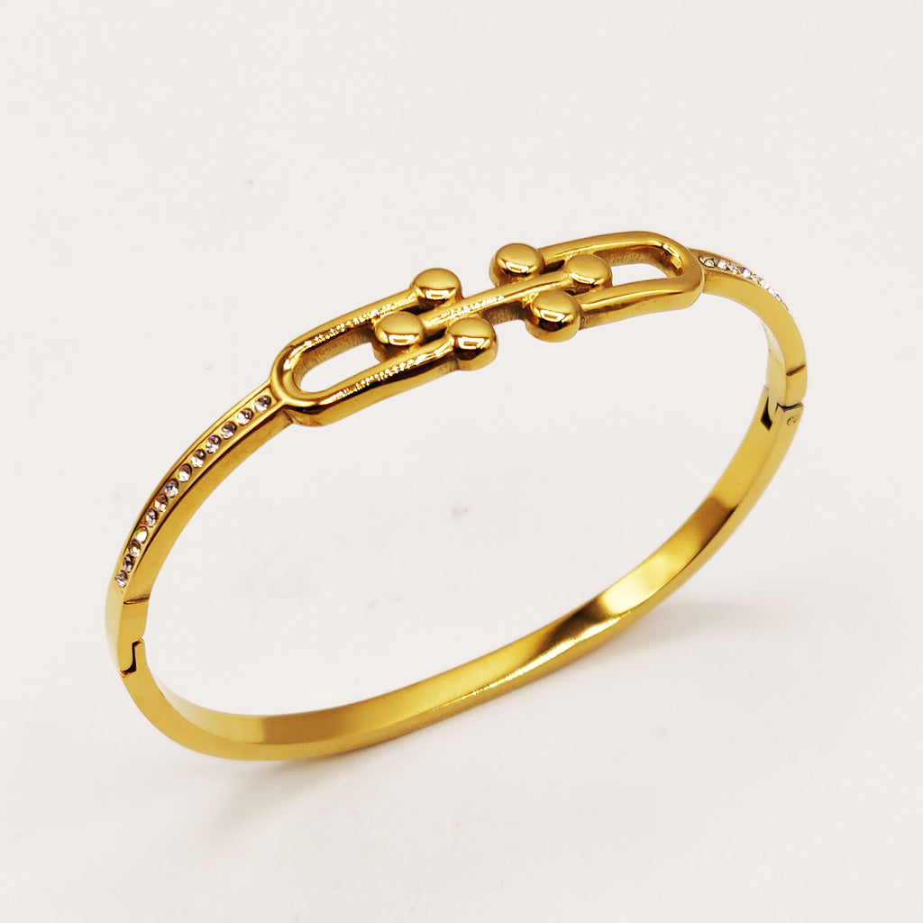Bracelet Rigide Double T Luxe Cristaux