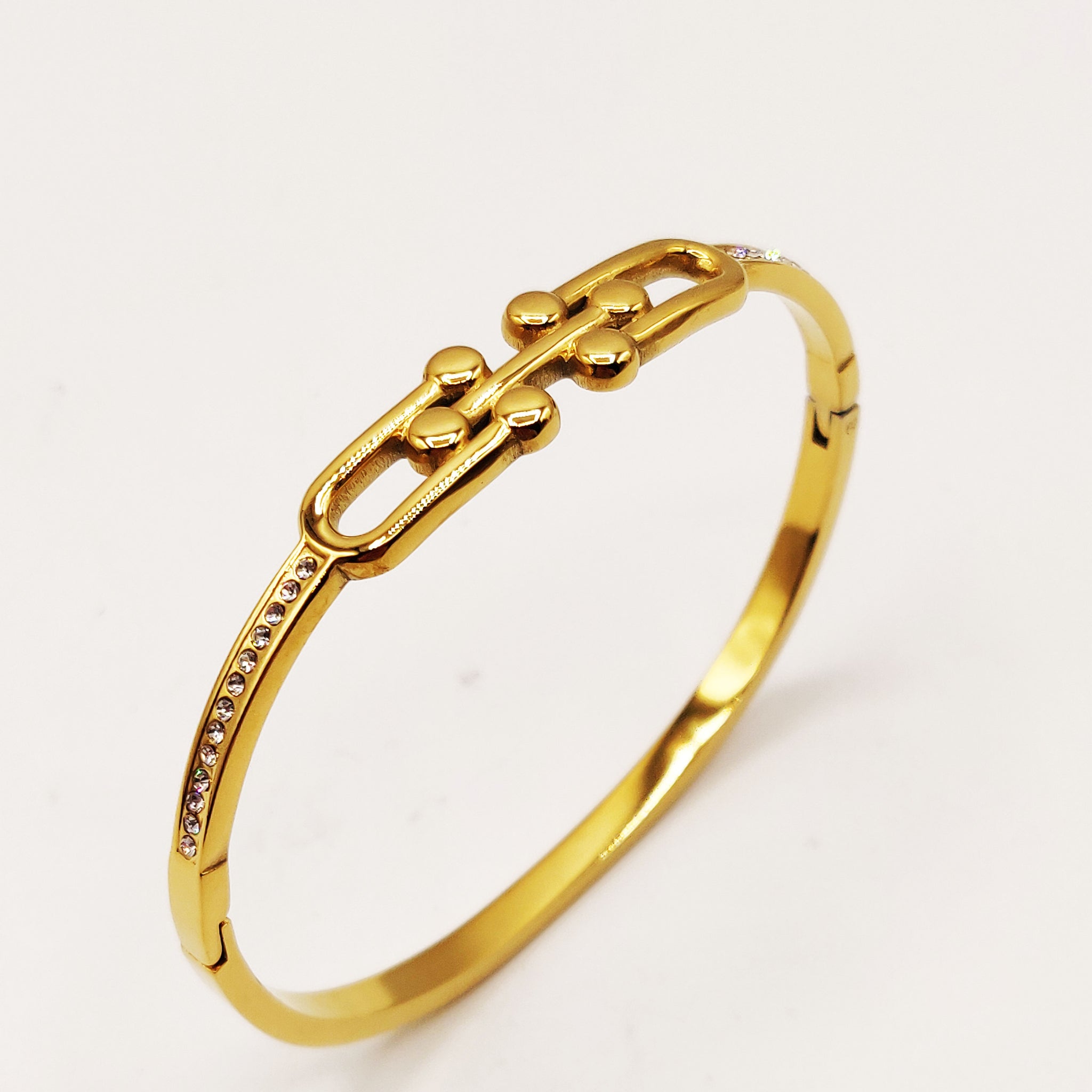 Bracelet Rigide Double T Luxe Cristaux