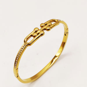 Bracelet Rigide Double T Luxe Cristaux