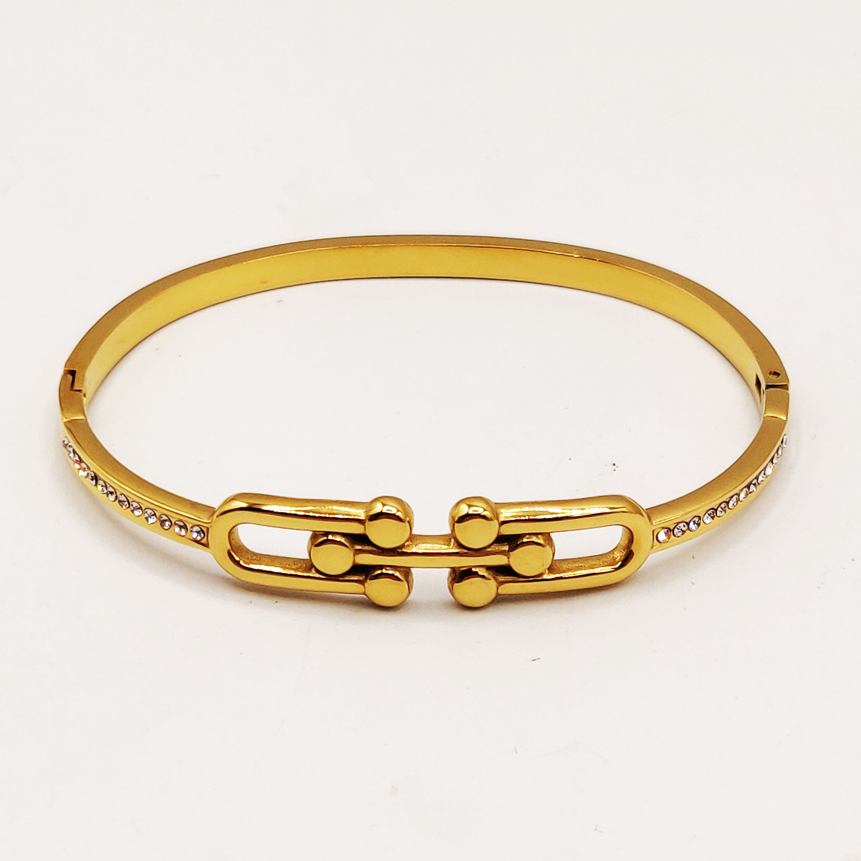 Bracelet Rigide Double T Luxe Cristaux