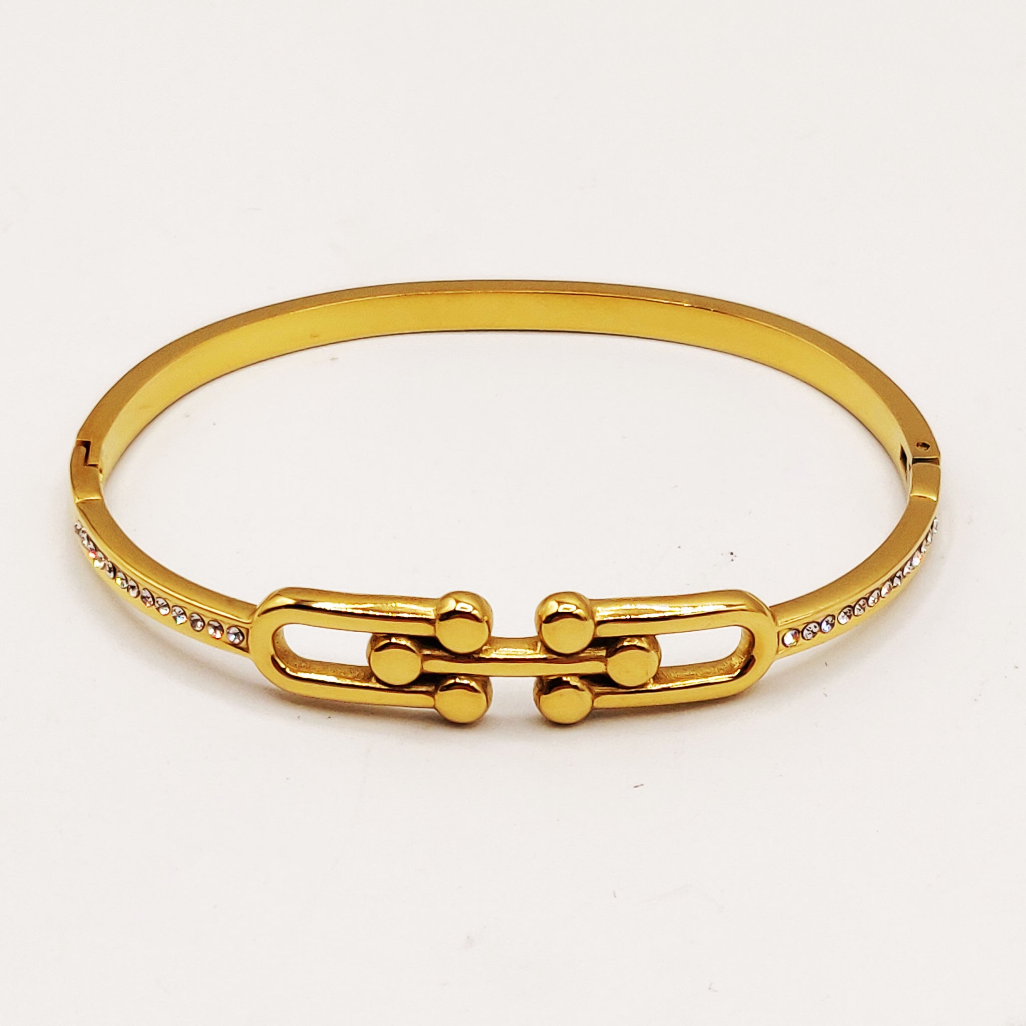 Bracelet Rigide Double T Luxe Cristaux
