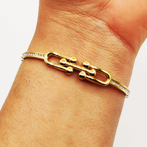 Bracelet Rigide Double T Luxe Cristaux