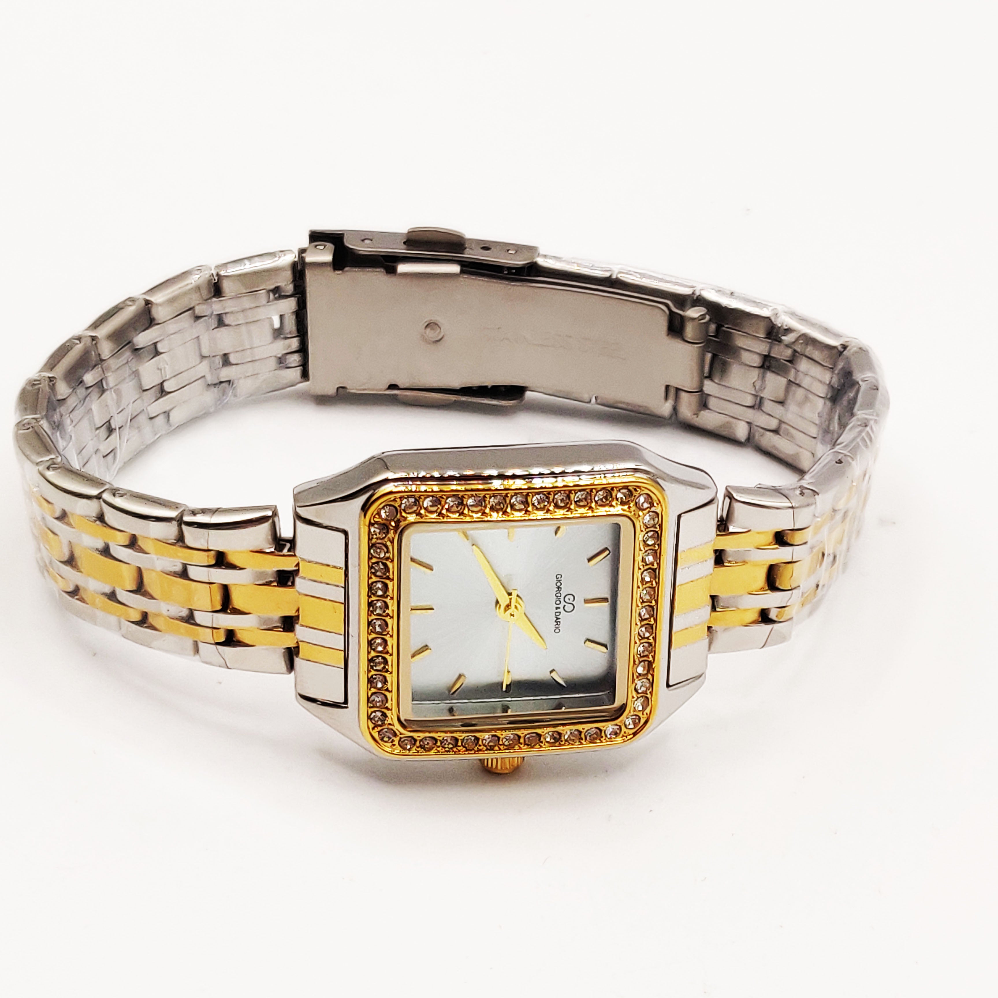 Montre Giorgio & Dario EU6550 Bracelet Argenté et Doré Fond Bleu Ciel