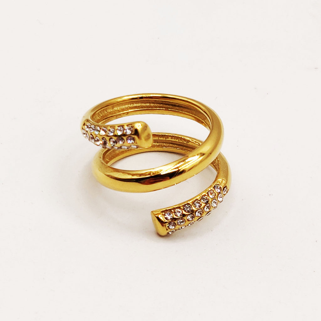 Bague Tourbillon Tube Cristaux Luxe