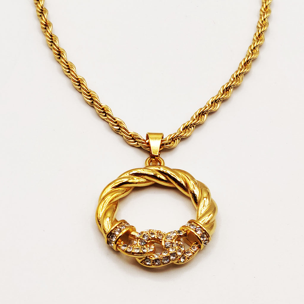 Collier Cercle Torsadé Tresse Cristaux Luxe