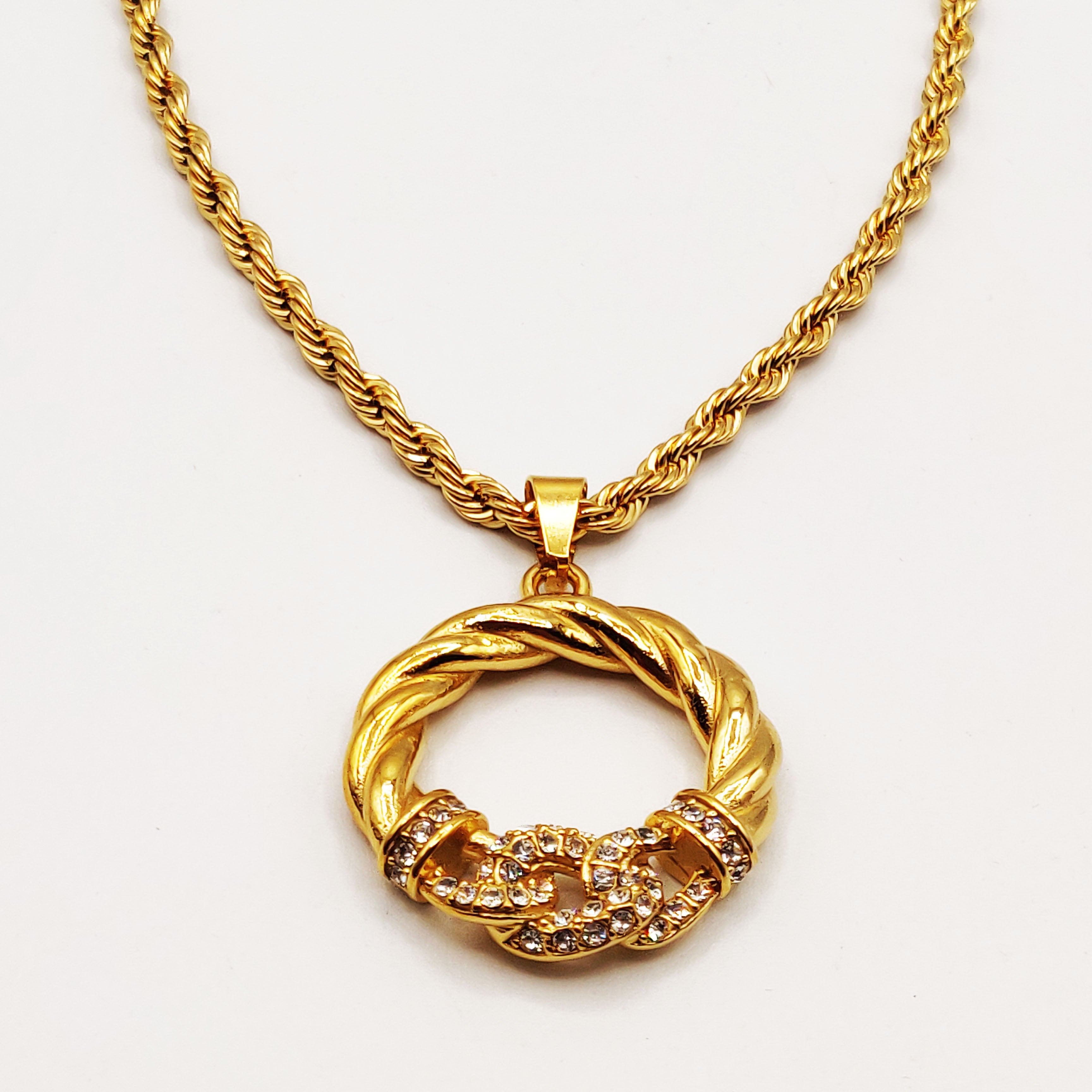 Collier Cercle Torsadé Tresse Cristaux Luxe