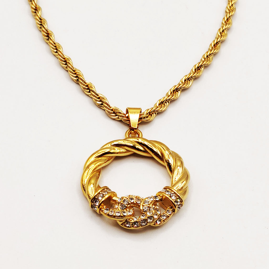 Collier Cercle Torsadé Tresse Cristaux Luxe