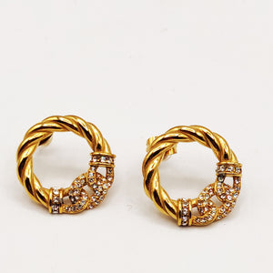 Boucles d'oreilles Cercle Torsadé Tresse Cristaux Luxe