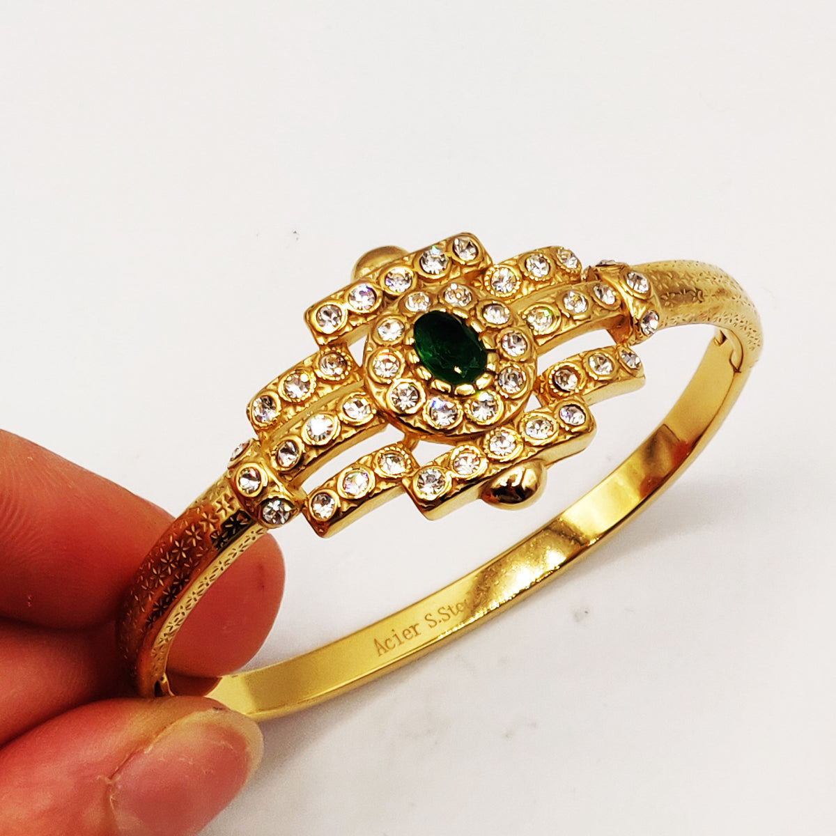 Bracelet Rigide Beldi Pierre Verte Luxe