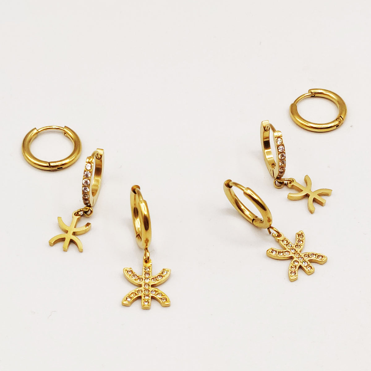 Boucles d'oreilles 3 Trous Amazigh Cristaux