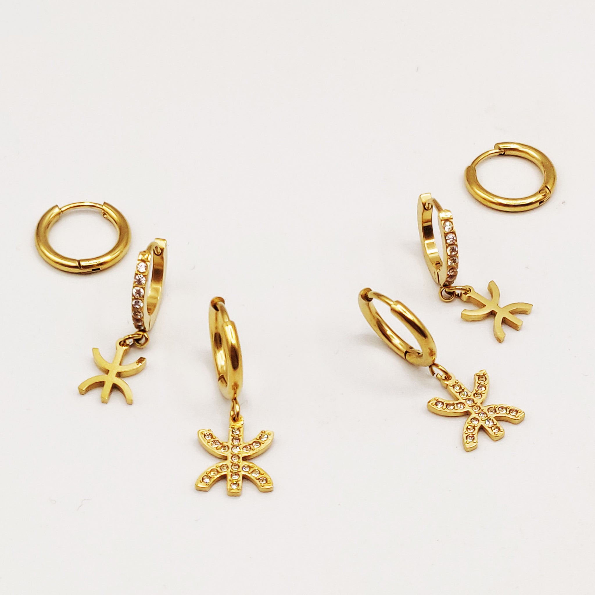 Boucles d'oreilles 3 Trous Amazigh Cristaux