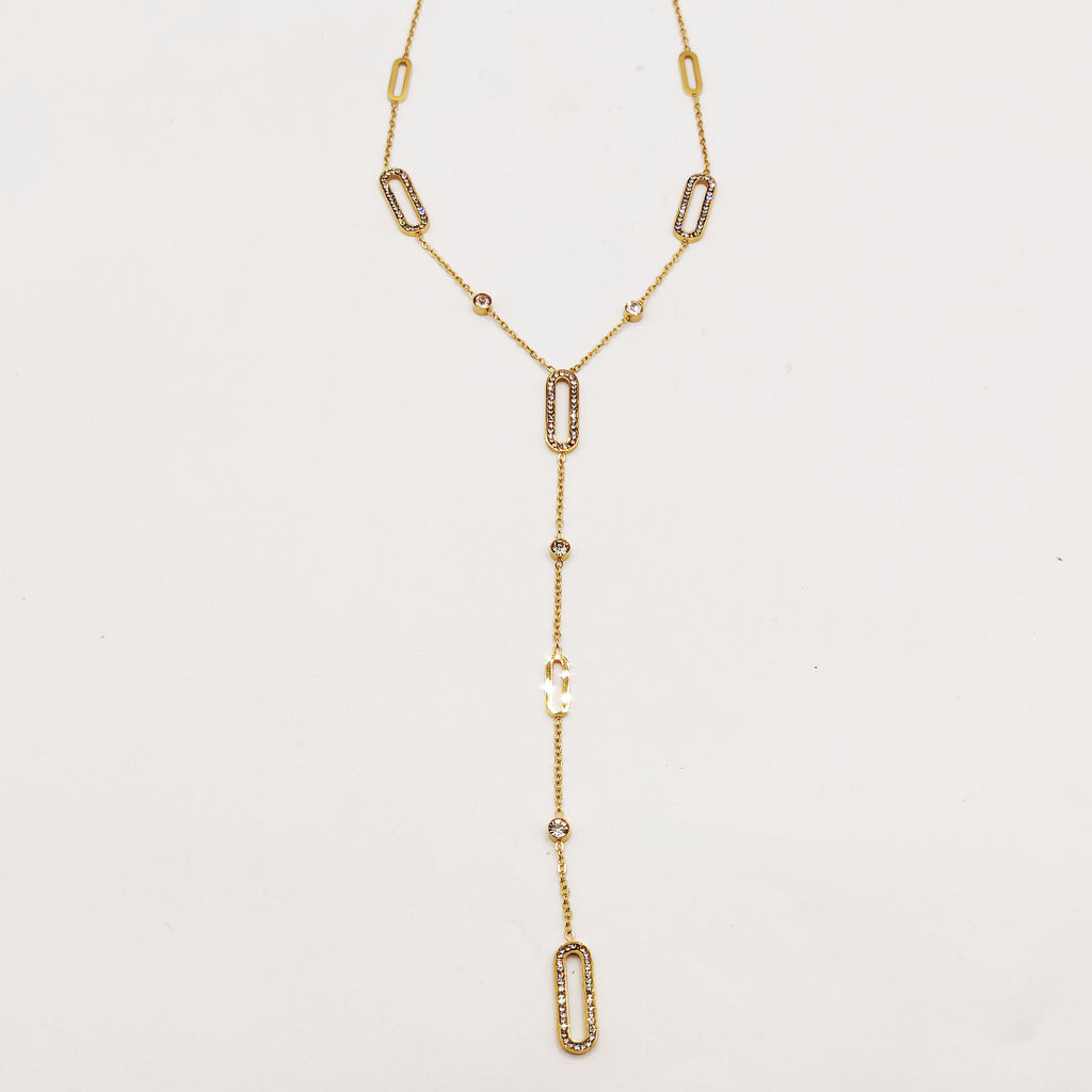Collier Multi Rectangles Ovales Cristaux