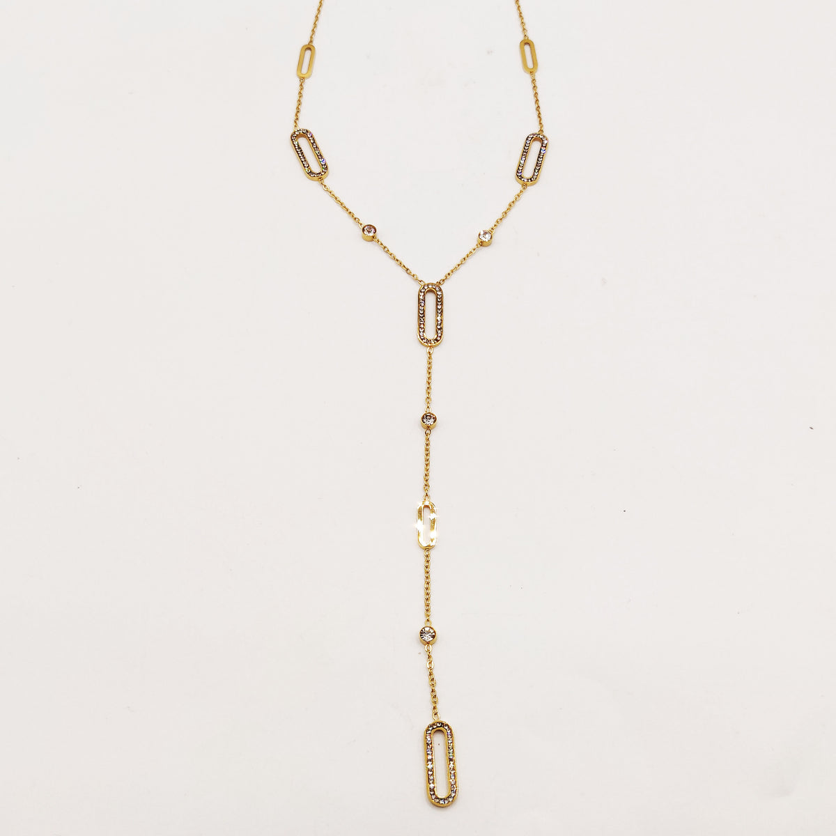 Collier Multi Rectangles Ovales Cristaux