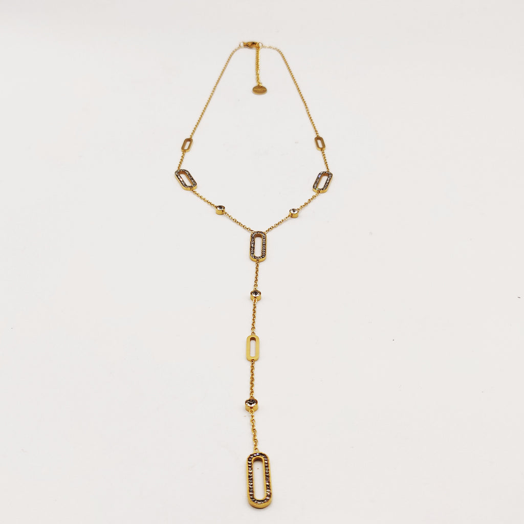 Collier Multi Rectangles Ovales Cristaux