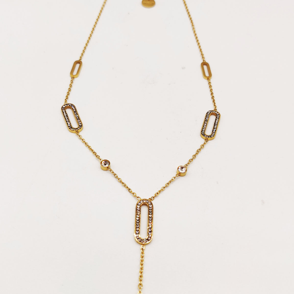 Collier Multi Rectangles Ovales Cristaux