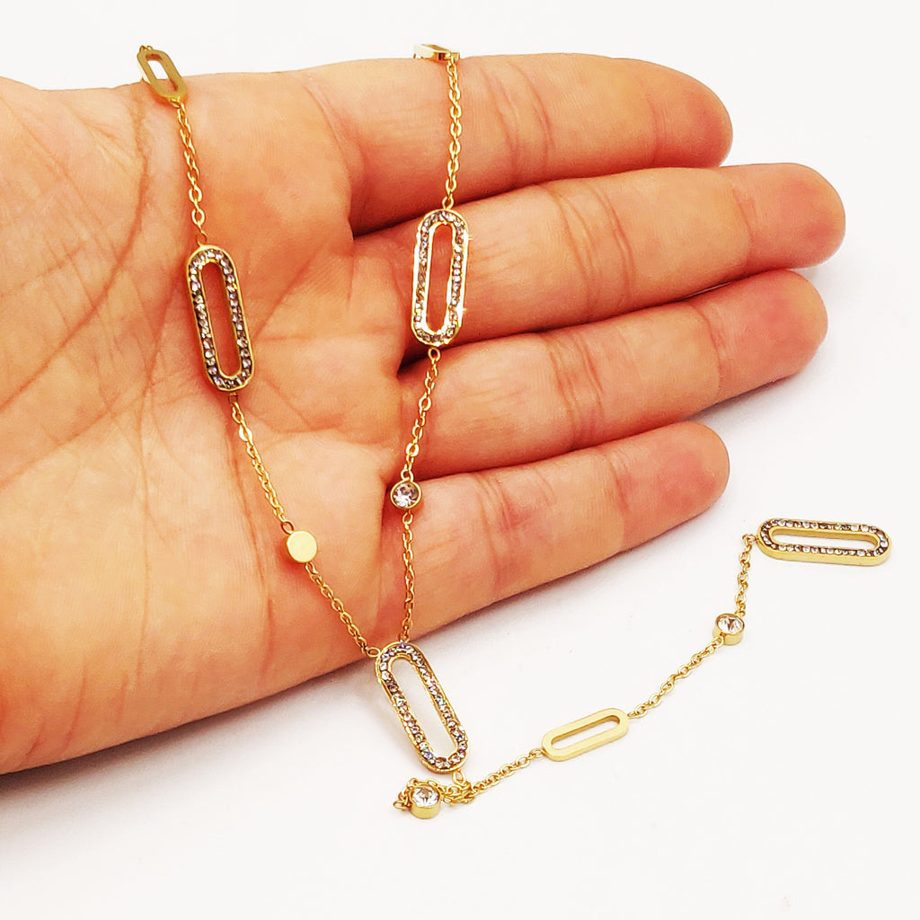 Collier Multi Rectangles Ovales Cristaux