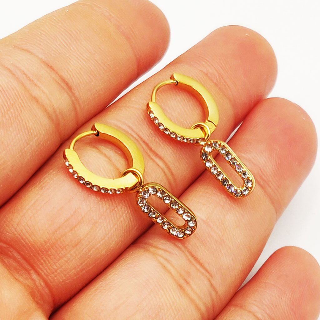 Boucles d'oreilles Multi Rectangles Ovales Cristaux