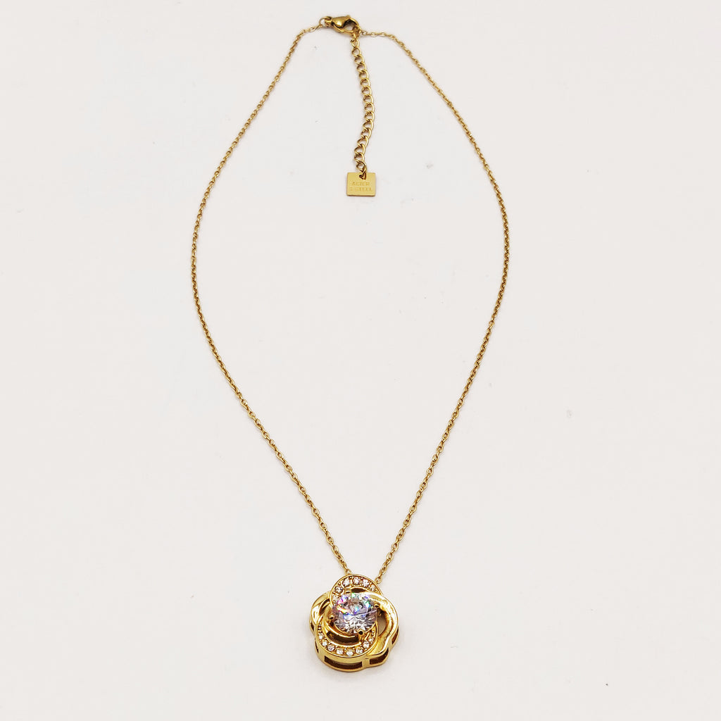 Collier Fleur Gros Cristal