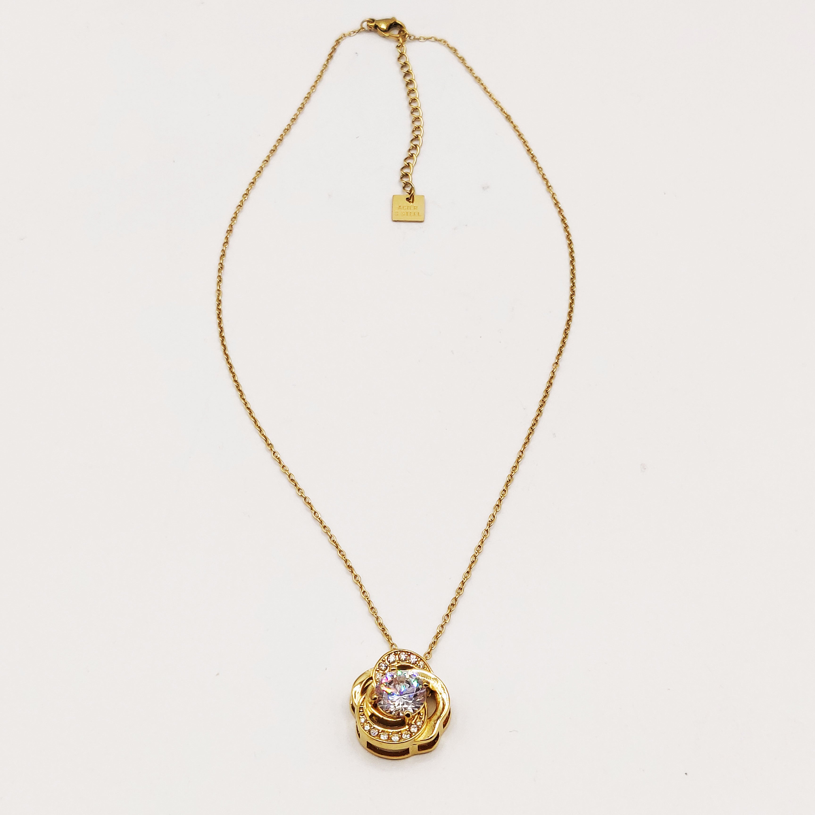 Collier Fleur Gros Cristal