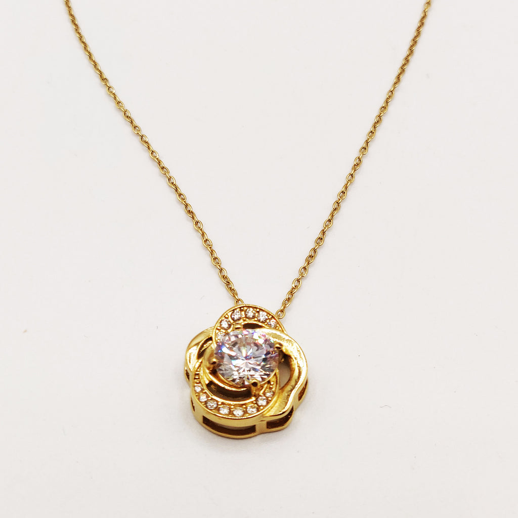 Collier Fleur Gros Cristal