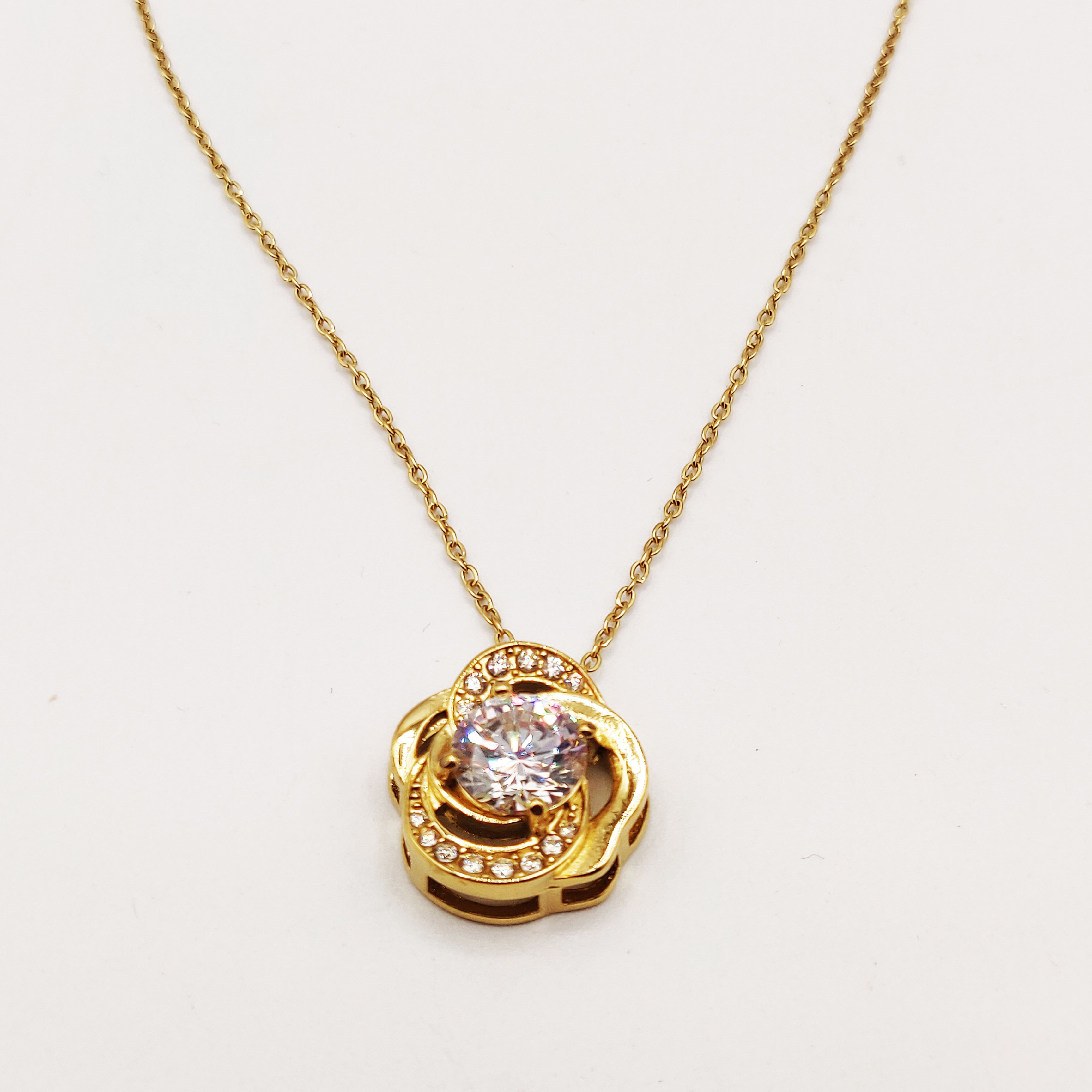Collier Fleur Gros Cristal