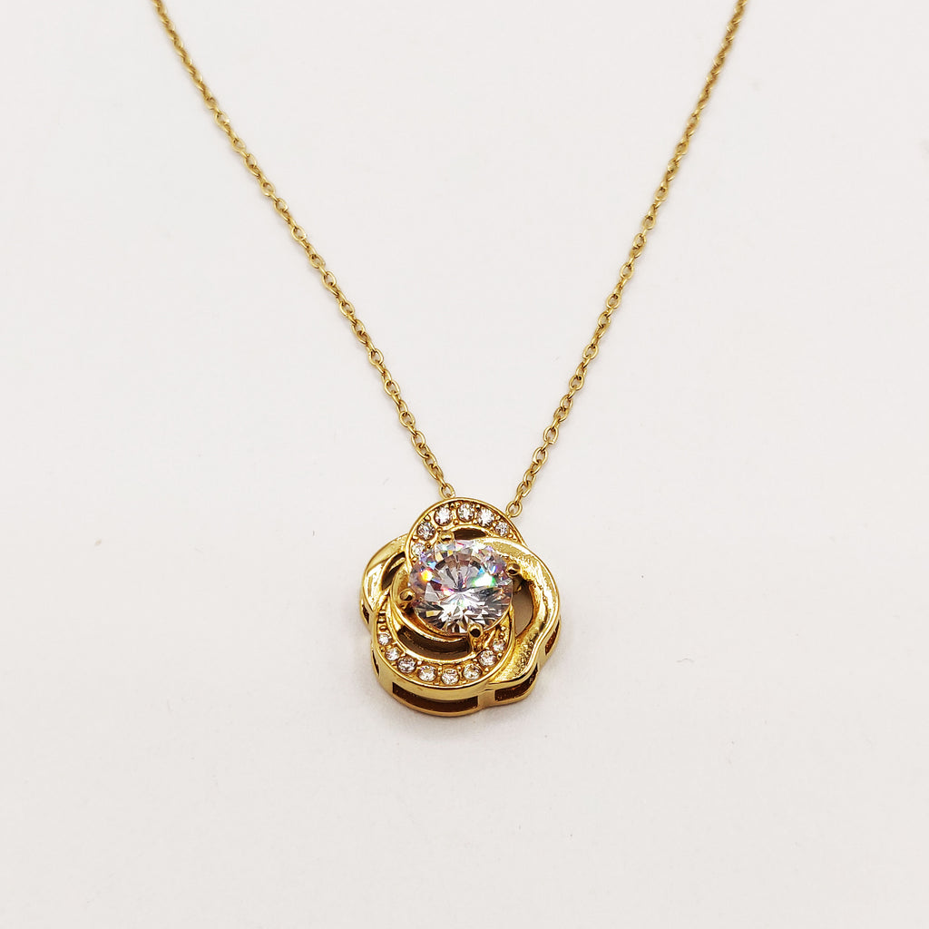 Collier Fleur Gros Cristal