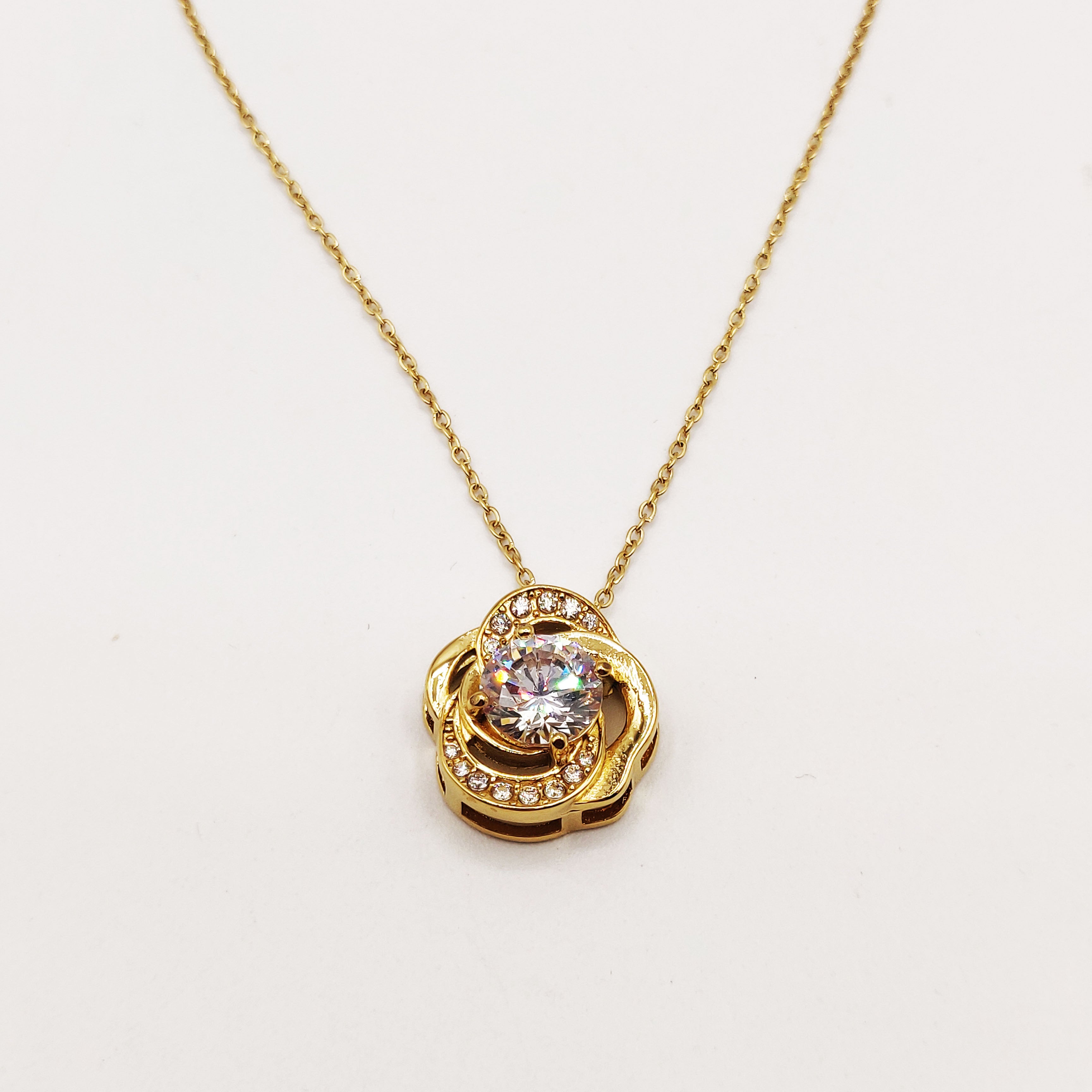 Collier Fleur Gros Cristal