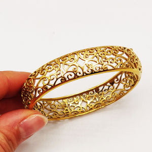 Bracelet Rigide Motifs Orientaux Bords Dorés Luxe