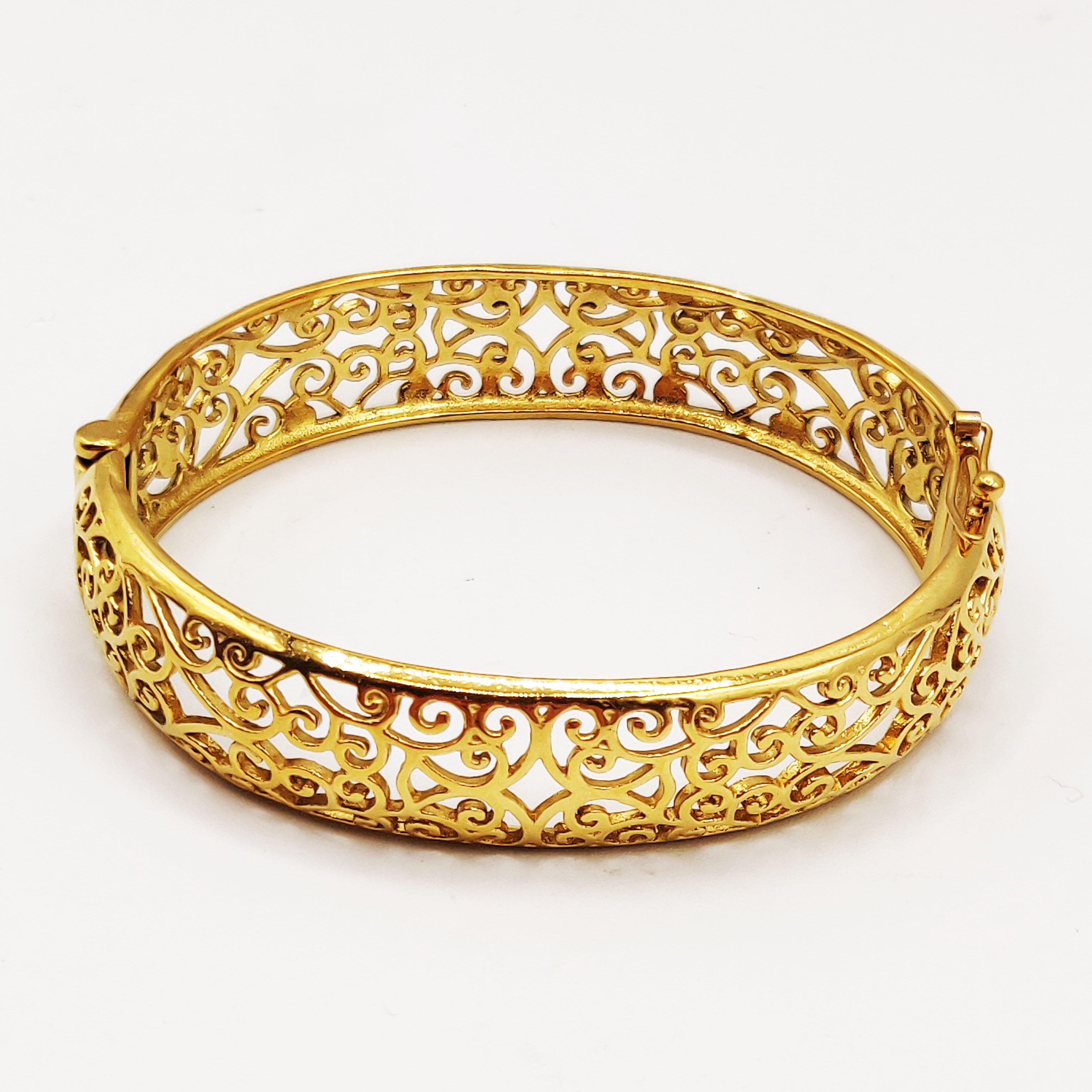 Bracelet Rigide Motifs Orientaux Bords Dorés Luxe