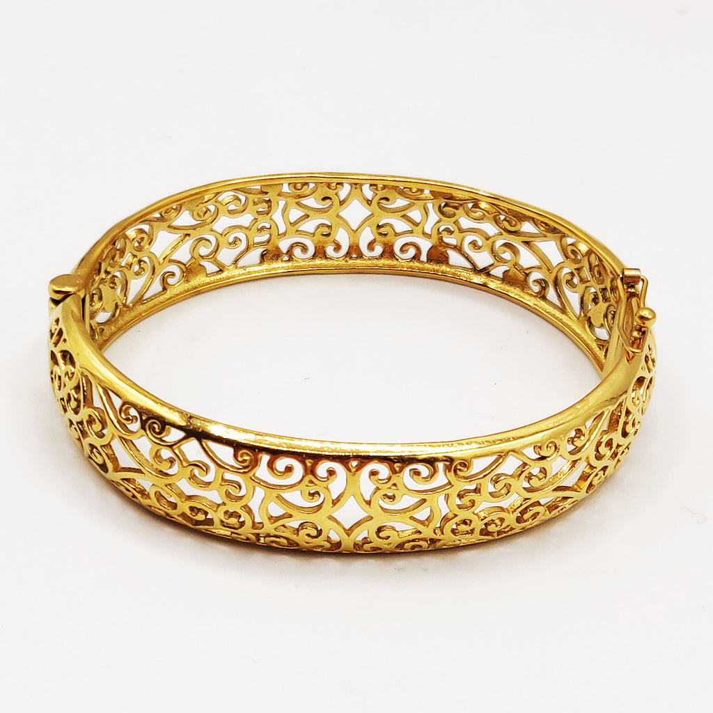 Bracelet Rigide Motifs Orientaux Bords Dorés Luxe