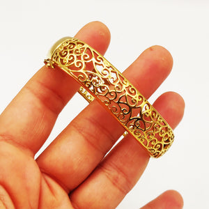 Bracelet Rigide Motifs Orientaux Bords Dorés Luxe